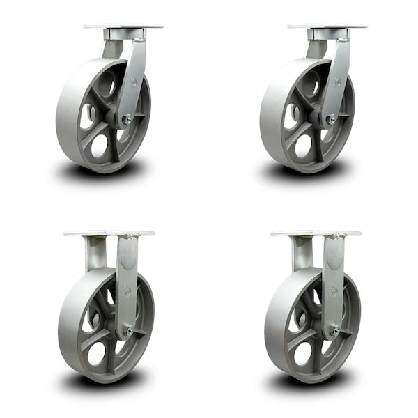 10 Inch Heavy Duty Semi Steel Cast Iron Wheel Caster Swivel 2 Rigid SCC, 2PK